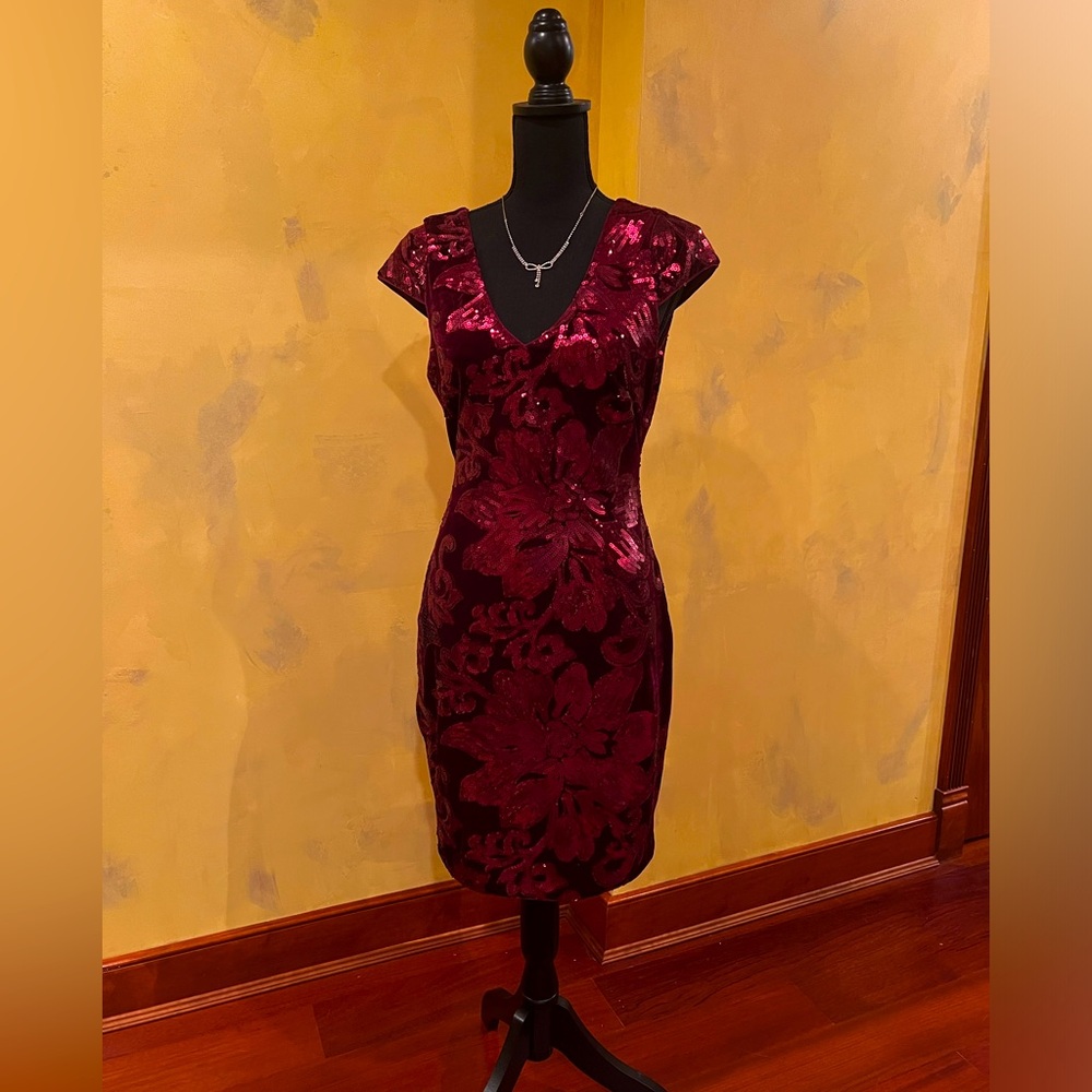 Guess Dark Red Floral Mini Dress